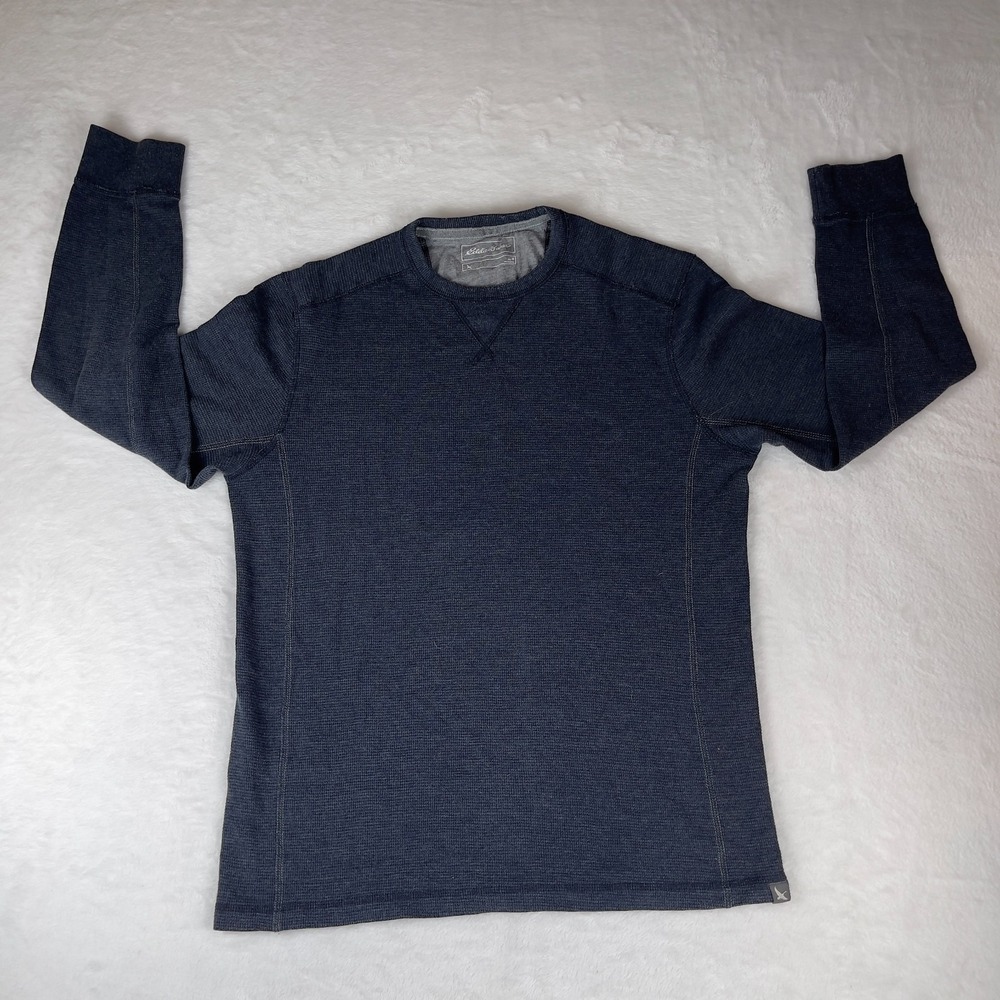 Eddie Bauer‎ Waffle Knit Thermal Shirt Mens M Gray Long Sleeve Ribbed Crewneck